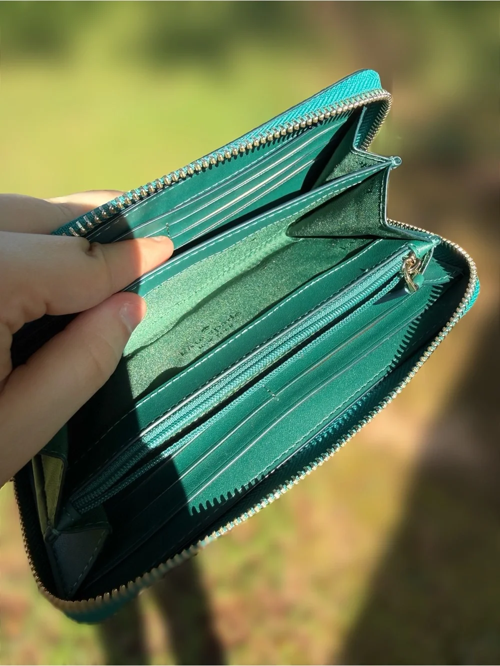 kate spade Teal Glitter Zip Wallet